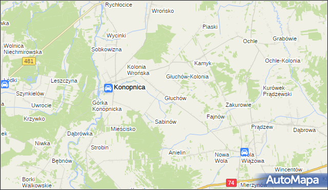 mapa Głuchów gmina Konopnica, Głuchów gmina Konopnica na mapie Targeo