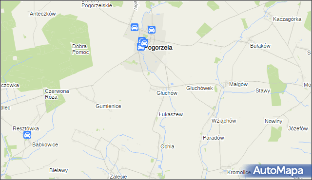 mapa Głuchów gmina Pogorzela, Głuchów gmina Pogorzela na mapie Targeo