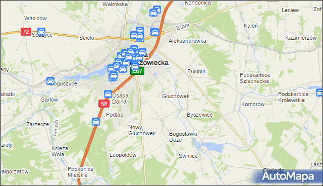 mapa Głuchówek gmina Rawa Mazowiecka, Głuchówek gmina Rawa Mazowiecka na mapie Targeo