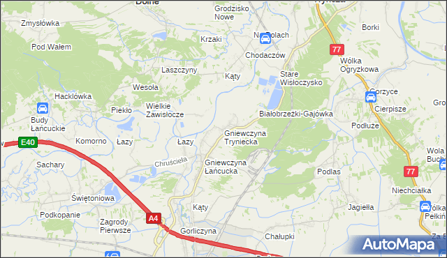 mapa Gniewczyna Tryniecka, Gniewczyna Tryniecka na mapie Targeo