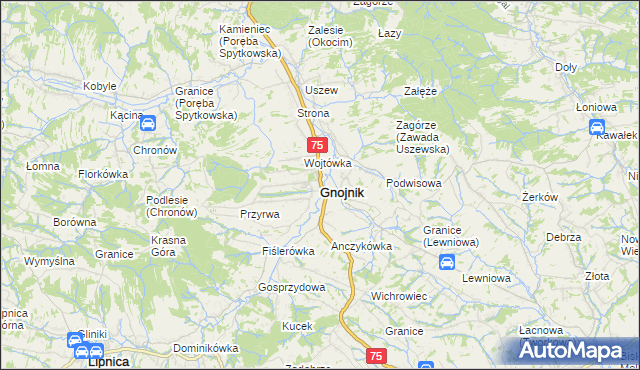 mapa Gnojnik, Gnojnik na mapie Targeo