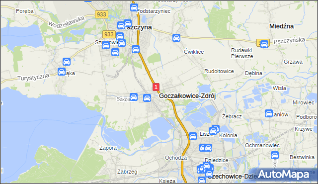 mapa Goczałkowice-Zdrój, Goczałkowice-Zdrój na mapie Targeo