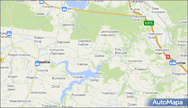 mapa Godów gmina Pawłów, Godów gmina Pawłów na mapie Targeo
