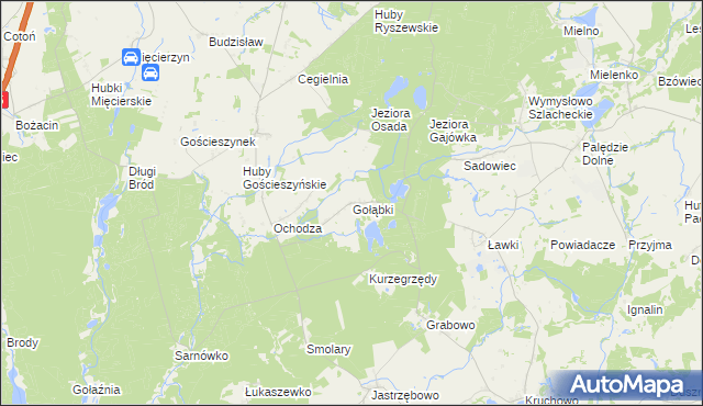 mapa Gołąbki gmina Trzemeszno, Gołąbki gmina Trzemeszno na mapie Targeo