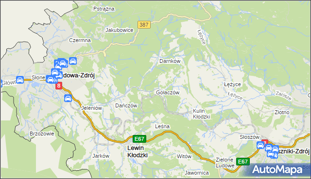 mapa Gołaczów, Gołaczów na mapie Targeo