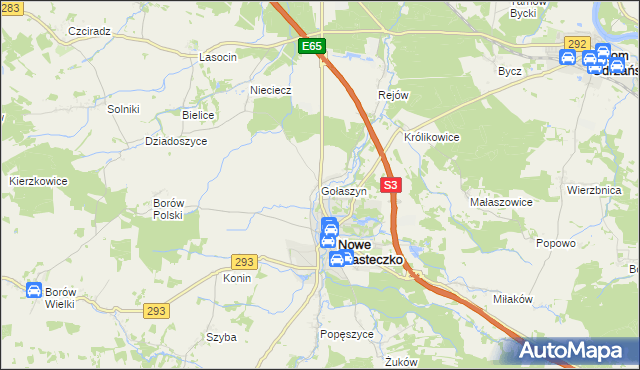 mapa Gołaszyn gmina Nowe Miasteczko, Gołaszyn gmina Nowe Miasteczko na mapie Targeo