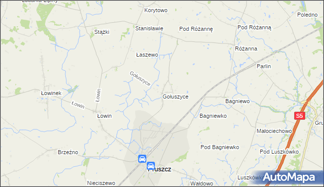 mapa Gołuszyce, Gołuszyce na mapie Targeo