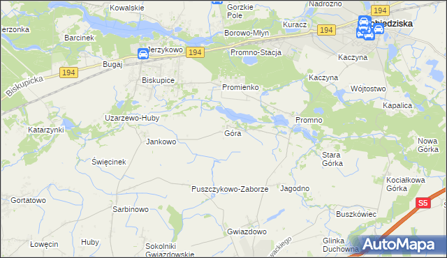 mapa Góra gmina Pobiedziska, Góra gmina Pobiedziska na mapie Targeo