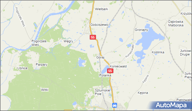 mapa Goraj gmina Sztum, Goraj gmina Sztum na mapie Targeo