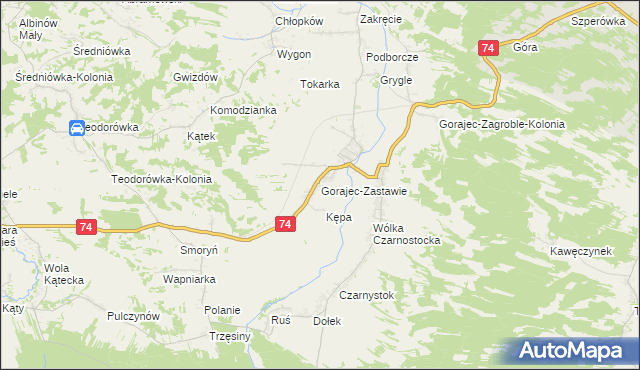 mapa Gorajec-Zastawie, Gorajec-Zastawie na mapie Targeo