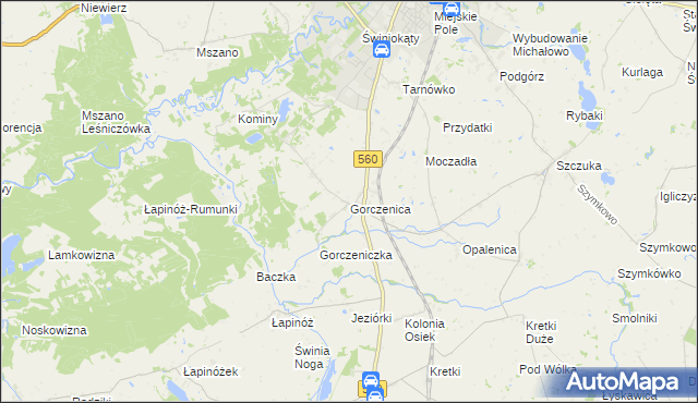 mapa Gorczenica, Gorczenica na mapie Targeo
