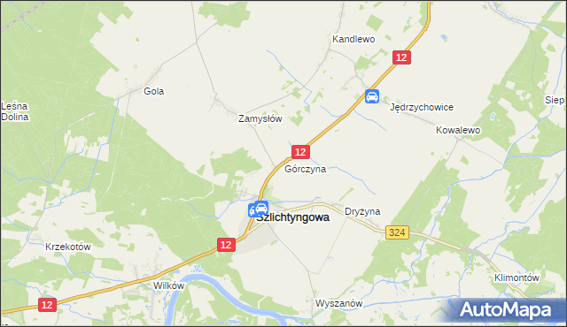 mapa Górczyna gmina Szlichtyngowa, Górczyna gmina Szlichtyngowa na mapie Targeo