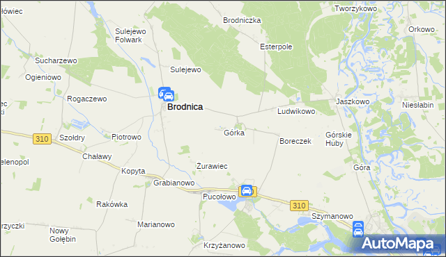 mapa Górka gmina Brodnica, Górka gmina Brodnica na mapie Targeo