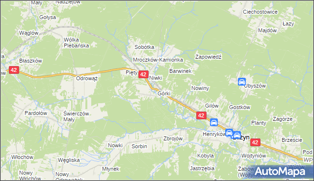 mapa Górki gmina Bliżyn, Górki gmina Bliżyn na mapie Targeo