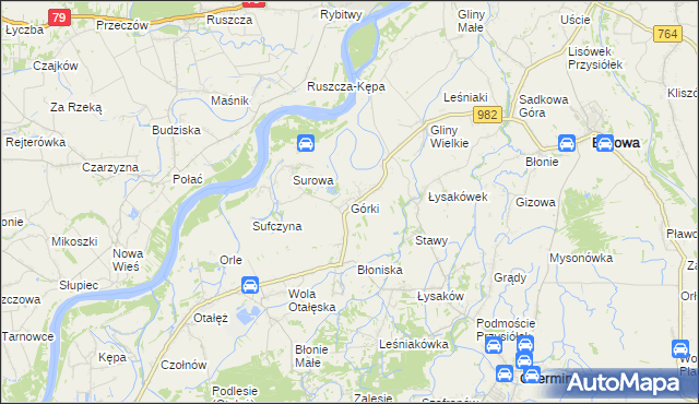 mapa Górki gmina Borowa, Górki gmina Borowa na mapie Targeo