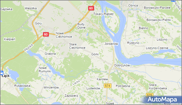 mapa Górki gmina Gąbin, Górki gmina Gąbin na mapie Targeo