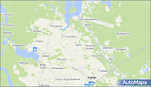 mapa Górki gmina Karsin, Górki gmina Karsin na mapie Targeo