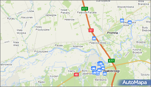 mapa Góry gmina Promna, Góry gmina Promna na mapie Targeo