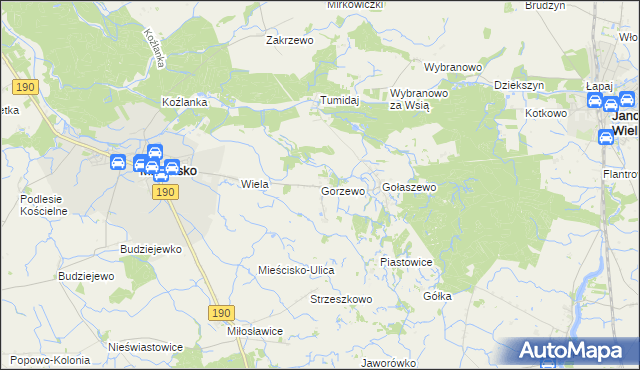 mapa Gorzewo gmina Mieścisko, Gorzewo gmina Mieścisko na mapie Targeo