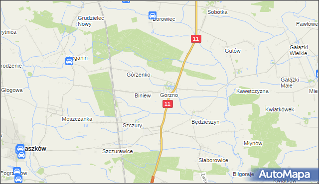 mapa Górzno gmina Ostrów Wielkopolski, Górzno gmina Ostrów Wielkopolski na mapie Targeo