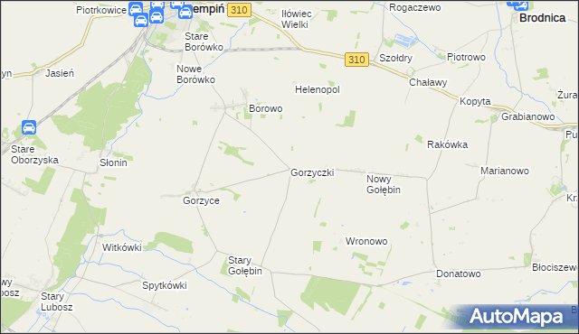mapa Gorzyczki gmina Czempiń, Gorzyczki gmina Czempiń na mapie Targeo