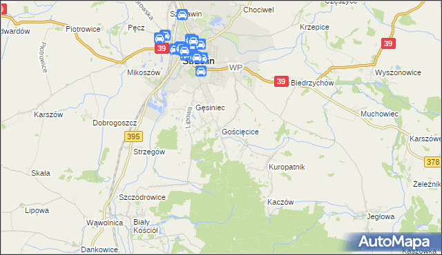 mapa Gościęcice, Gościęcice na mapie Targeo