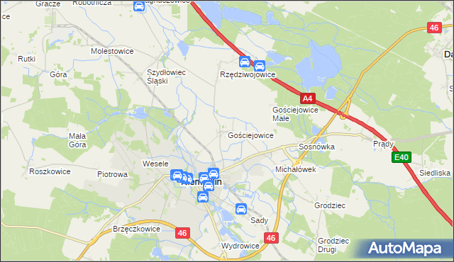 mapa Gościejowice, Gościejowice na mapie Targeo