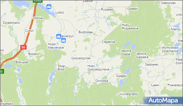 mapa Gościeszyn gmina Rogowo, Gościeszyn gmina Rogowo na mapie Targeo