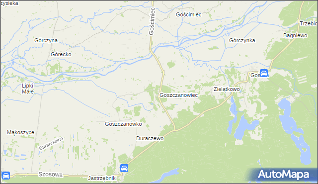 mapa Goszczanowiec, Goszczanowiec na mapie Targeo