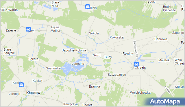 mapa Gózd gmina Kłoczew, Gózd gmina Kłoczew na mapie Targeo
