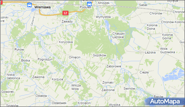 mapa Gozdków gmina Orońsko, Gozdków gmina Orońsko na mapie Targeo