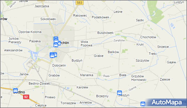 mapa Grabie gmina Żychlin, Grabie gmina Żychlin na mapie Targeo