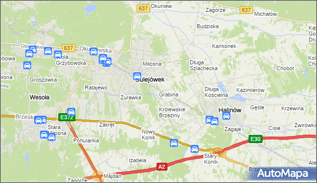 mapa Grabina gmina Halinów, Grabina gmina Halinów na mapie Targeo