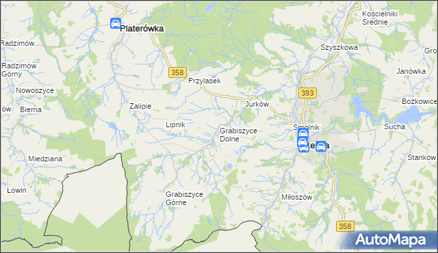 mapa Grabiszyce Dolne, Grabiszyce Dolne na mapie Targeo