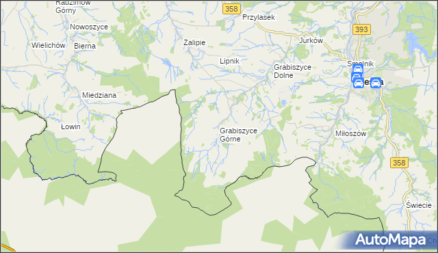 mapa Grabiszyce Górne, Grabiszyce Górne na mapie Targeo