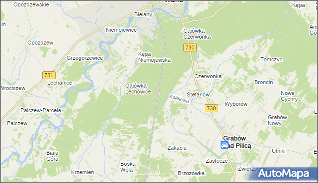 mapa Grabów gmina Grabów nad Pilicą, Grabów gmina Grabów nad Pilicą na mapie Targeo