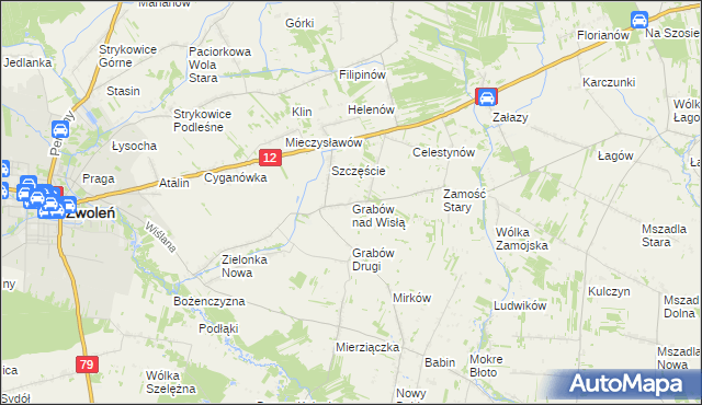 mapa Grabów nad Wisłą, Grabów nad Wisłą na mapie Targeo