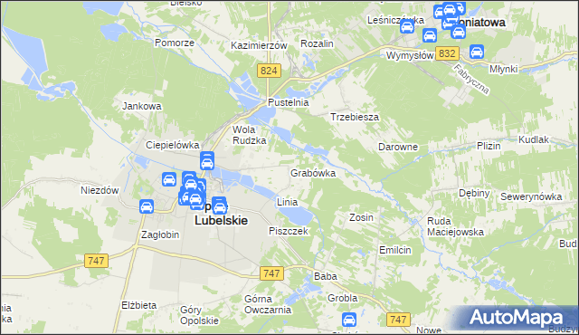 mapa Grabówka gmina Opole Lubelskie, Grabówka gmina Opole Lubelskie na mapie Targeo