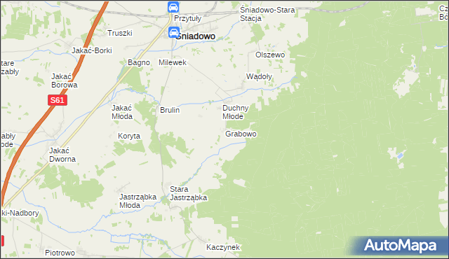mapa Grabowo gmina Śniadowo, Grabowo gmina Śniadowo na mapie Targeo