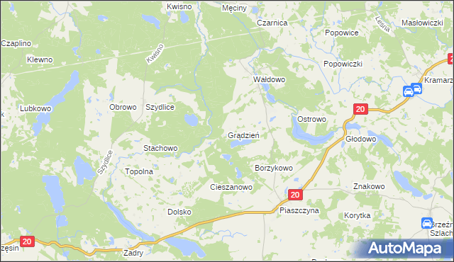 mapa Grądzień, Grądzień na mapie Targeo