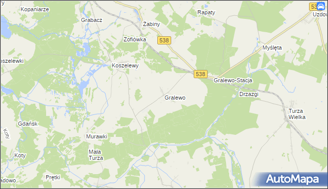 mapa Gralewo gmina Płośnica, Gralewo gmina Płośnica na mapie Targeo