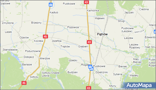 mapa Grębień, Grębień na mapie Targeo