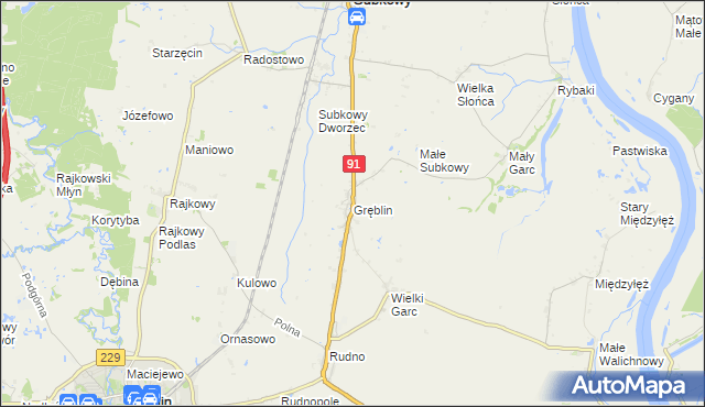 mapa Gręblin, Gręblin na mapie Targeo