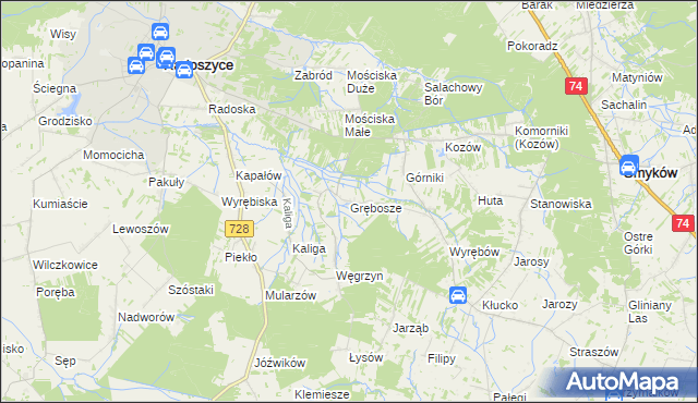 mapa Grębosze, Grębosze na mapie Targeo