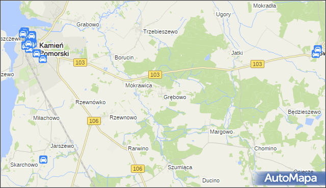 mapa Grębowo, Grębowo na mapie Targeo