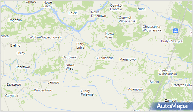 mapa Grodziczno gmina Rząśnik, Grodziczno gmina Rząśnik na mapie Targeo