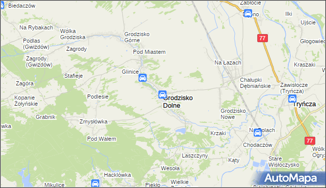 mapa Grodzisko Dolne, Grodzisko Dolne na mapie Targeo