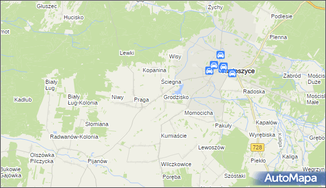 mapa Grodzisko gmina Radoszyce, Grodzisko gmina Radoszyce na mapie Targeo