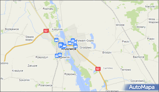 mapa Grodztwo gmina Kruszwica, Grodztwo gmina Kruszwica na mapie Targeo