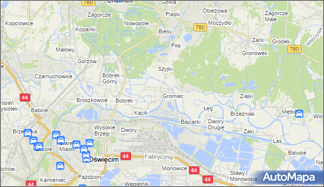 mapa Gromiec, Gromiec na mapie Targeo